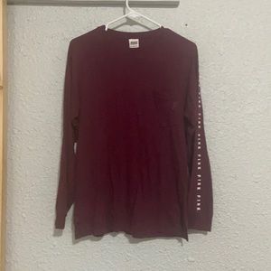 Burgundy Pink Brand Long Sleeve T Shirt